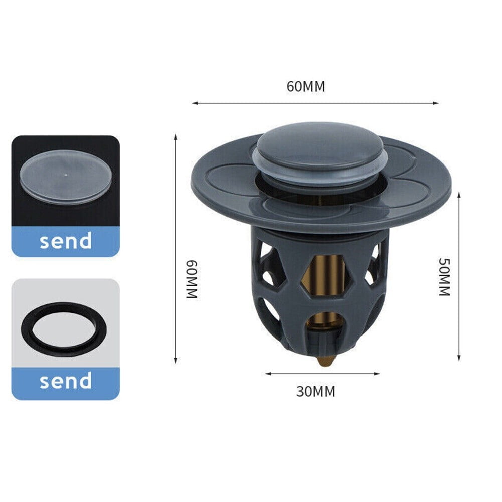 Pop-Up Bounce Core Basin Drain Filter Hair Catcher Sink Strainer Bathtub Stopper Bath Plug ...