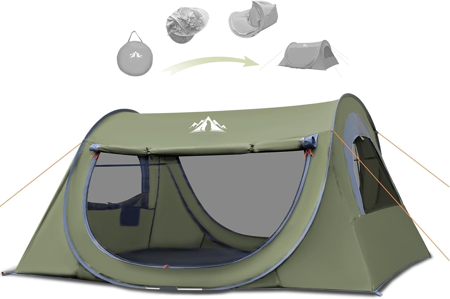 Pop-Up Camping Tent, 2 Person Waterproof Instant Setup Tunnel Tent ...