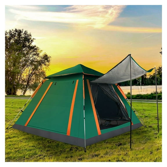 Pop-Up Camping Tent 4-5 Person, Instant Setup Family Tent, Waterproof Hiking Tent with Mosquito Net