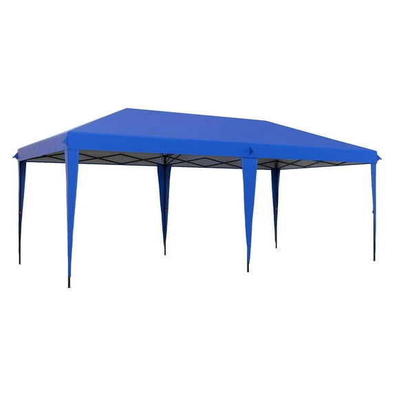 Pop Up Canopy 10x19.2 Gazebo - Outdoor Party Tent with Carry Bag - Blue Shade Cover - Large Event Canopy - UV Protection - Steel Frame