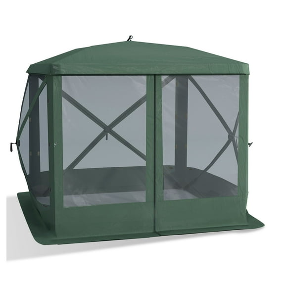 Pop Up Canopy 7x7 FT Green Screen Tent - Outdoor Camping Gazebo for Festivals, Picnics & Beach - Portable Sun Shelter with Mesh Walls & Stakes