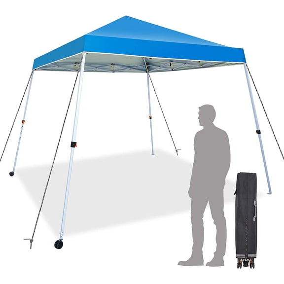 Pop Up Canopy Tent One Button Easy Pop Up Outdoor Instant Folding Slant Leg Canopy with 2 Wheels and Deluxe Carry Bag