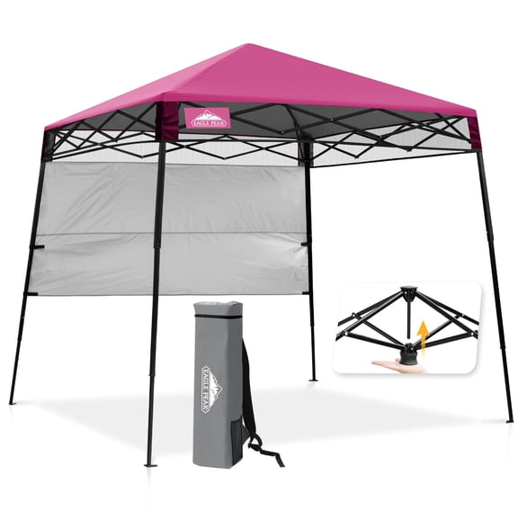 Pop Up Canopy Tent with Backpack Storage Pink 8x8 Ft