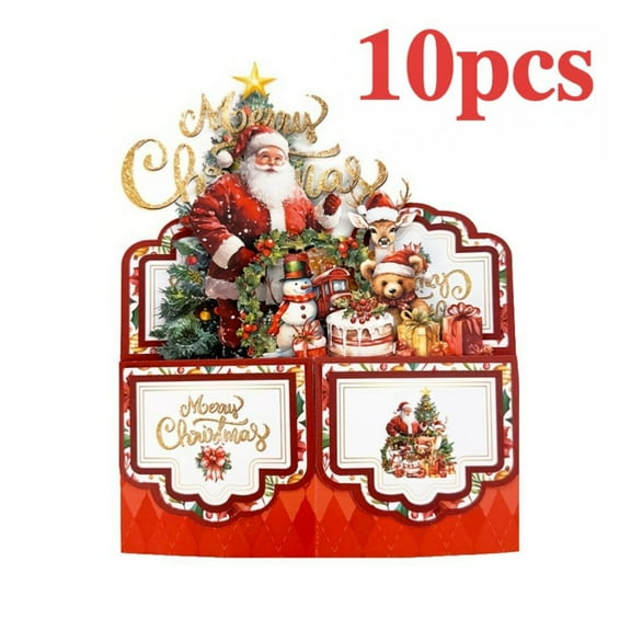 Pop Up Christmas Cards - Hexagonal Structure Funny Merry Christmas Gift Card for Your Friends, Family and Children, 10pcs
