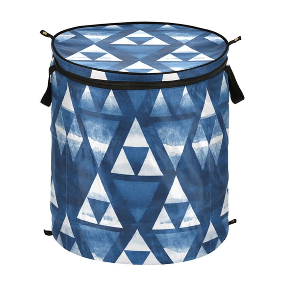 Pop-Up Collapsible Laundry Hamper With Zippered Lid Dual Handles 50L An Aztec Tribal Design
