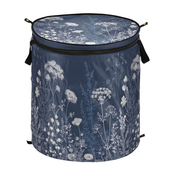 Pop-Up Collapsible Laundry Hamper With Zippered Lid Dual Handles 50L Thyme & Fennel