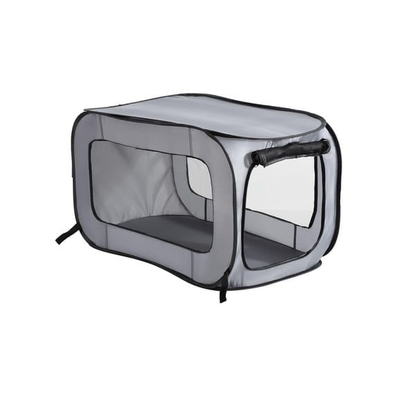 Pop Up Dog and Cat Crate for Travel with Mesh Windows, 36-Inch Soft Kennel, Blue