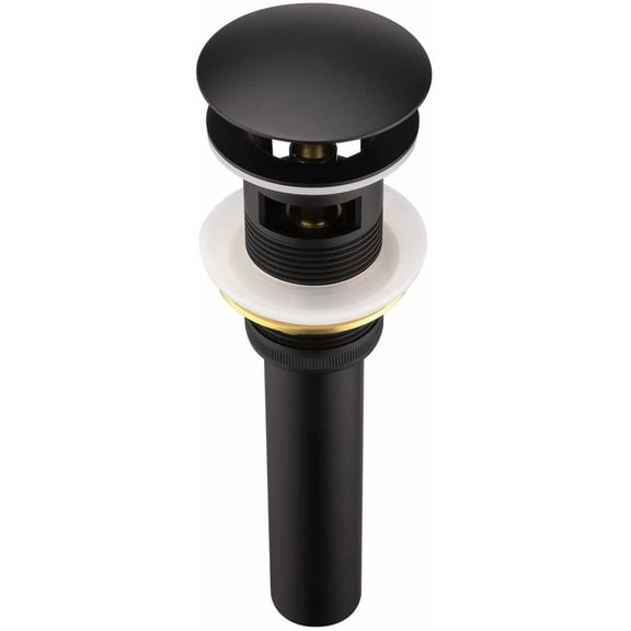 Pop Up Drain Stopper with Overflow for Bathroom Faucet Vessel or Vanity Sink, Matte Black Finish