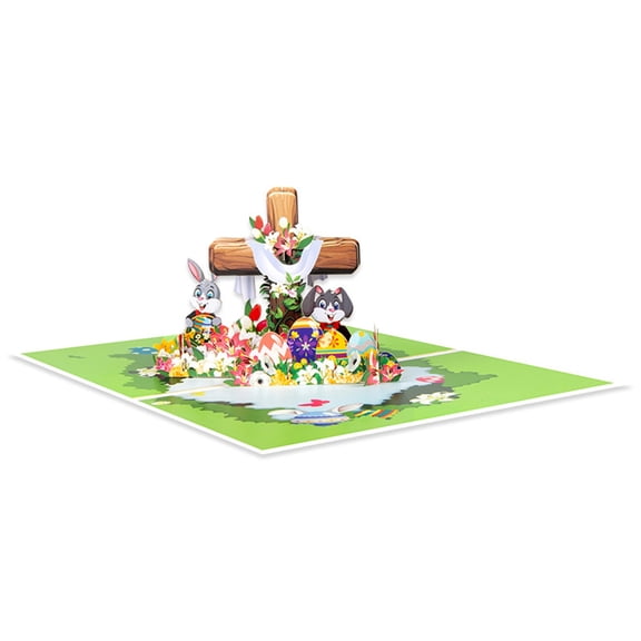 Pop-Up Easter Cross Greeting Card Religious Holiday Card