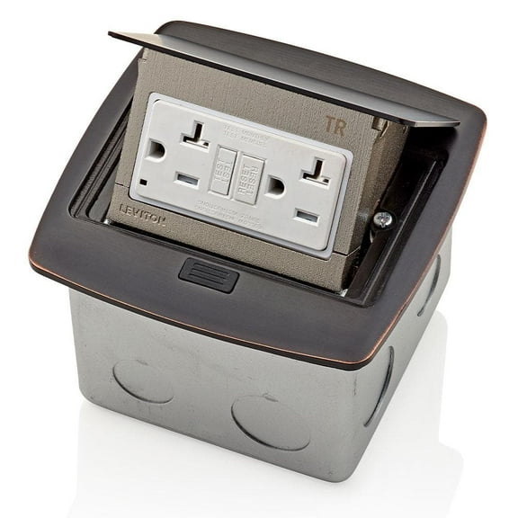 Pop-Up Floor Box with 20 Amp, Tamper-Resistant Self-Test GFCI Outlet, Bronze