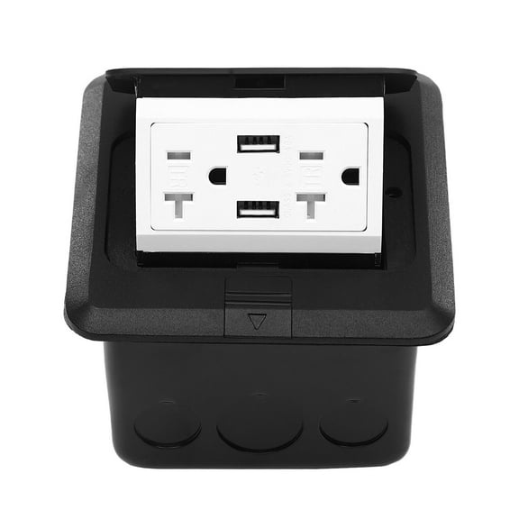 Pop-Up Floor Sockets, Black Pop Up Floor Outlet Sockets, 2PCS 20A Hidden Sockets for Study Rooms, Offices, Living Rooms, Conference Rooms USB Interfaces