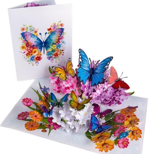 Pop Up Orchid And Butterfly Greeting Card For Birthdays