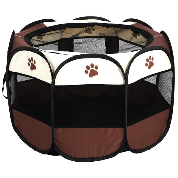 Pop-Up Foldable Dog Playpen, Coffee