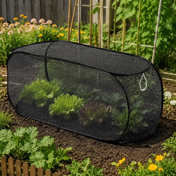 Pop-Up Foldable Garden Mesh Plant Cage, Breathable Insect Bird Sun Protection Net Cover for Vegetables & Potted Plants