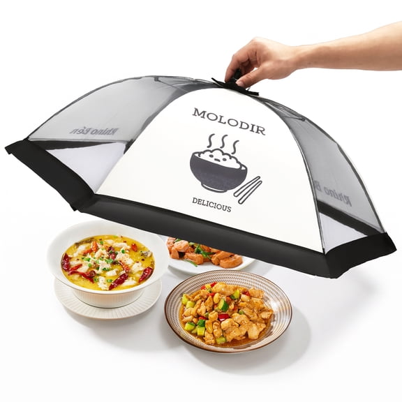 Pop Up Food Cover Tent Collapsible Mesh Food Screen with Reinforced Steel Frame Umbrella Style Protector for Kitchen and Picnic