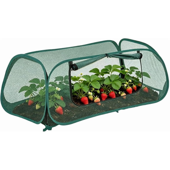 Pop-Up Garden Mesh Plant Cover, Foldable Anti-Bird Netting, 45x21x18 Inches, For Strawberry Vegetable Fruit