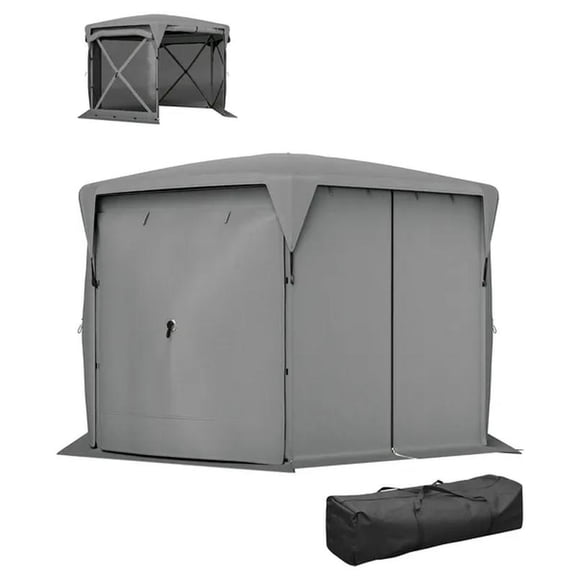 Pop Up Gazebo Screen Tent with Removable Roof Cover, Roll-up Wind Panels for Camping, Backyard, Dark Gray