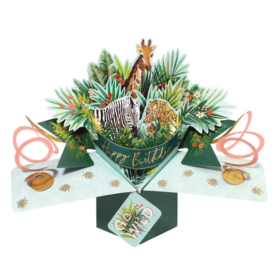 Pop-Up Greeting Card Wild Animals (Birthday)