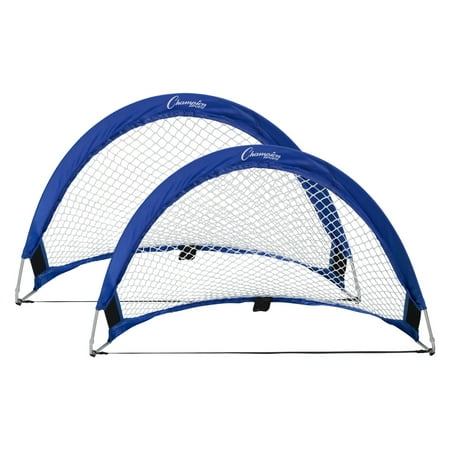 Champion Sports Extreme Pop-Up Soccer Goal with Carrying Bag, Portable Training Soccer Net with Anchoring Pegs, 1 Pair of Half Moon Mini Soccer Goals for Soccer Training - 30" x 18" x 18"