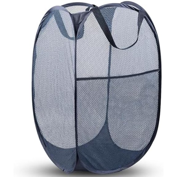 Pop Up Hamper, 1 PCS Mesh Pop Up Laundry Hamper, Foldable Mesh Laundry Basket with Space-Saving Design for Home, Dorm, Travel & Storage - Blue