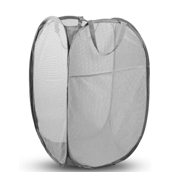Pop Up Hamper, 1 PCS Mesh Pop Up Laundry Hamper, Foldable Mesh Laundry Basket with Space-Saving Design for Home, Dorm, Travel & Storage - Gray