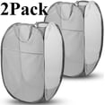 thumbnail image 1 of Pop Up Hamper, 2 PCS Mesh Pop Up Laundry Hamper, Foldable Mesh Laundry Basket with Space Saving Design for Home, Dorm, Travel and Storage, Gray, 1 of 5