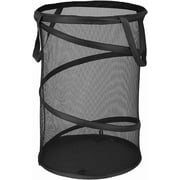 Pop Up Hamper for Laundry Mesh Collapsible Laundry Basket | Large Clothes Hamper - Black 16"L x 16"W x 24"H