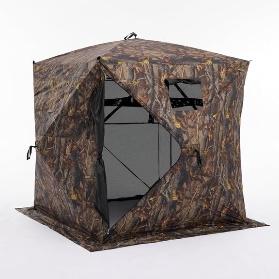 Pop Up Hunting Blind with 270 Full View Panorama - Portable Camouflage Tent for 2-3 Person, Includes Carry Bag & Accessory Bag