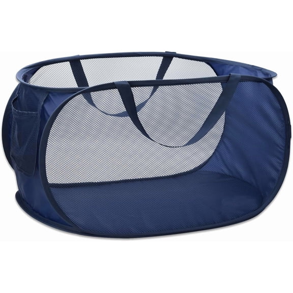 Pop Up Laundry Hamper,Collapsible Baskets with Handles & Side Pocket,Foldable Sturdy mesh for Laundry Room,Bathroom,Kids Room,College Dorm or Travel