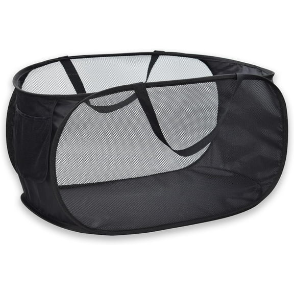 Pop Up Laundry Hamper,Collapsible Baskets with Handles & Side Pocket,Foldable Sturdy mesh for Laundry Room,Bathroom,Kids Room,College Dorm or Travel