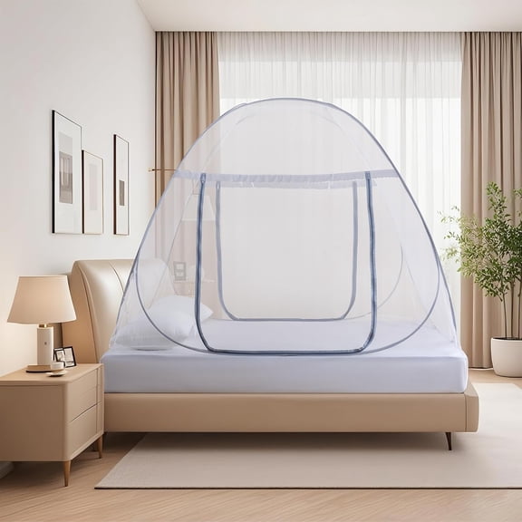Pop-Up Mosquito Net Tent for Bed, Portable Folding Design Outdoor Camping Bed Tent with Net Bottom for Baby Adults, Easy to Install and Wash for Twin Size Bed 75 x 59 x 39 inch