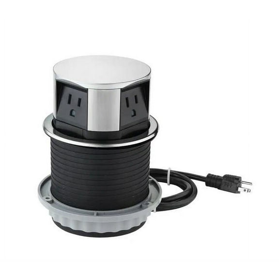 Link2Home Pop Up Outlet with USB, 3 Outlets, 2 USB Ports, Silver