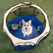 Pet Playpen   31.5x22-Inch Pop-Up Dog Crate with Carrying Bag   Portable Playpen for Dogs, Cats, and Other Small Animals up to 25lb by Petmaker Blue