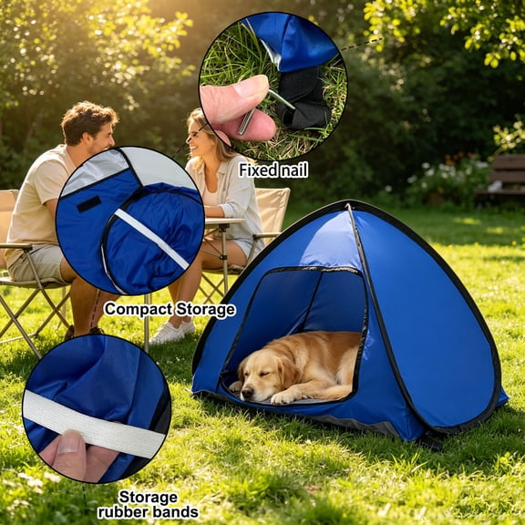 Pop-Up Pet Tent Portable Lightweight Dog Cat Shelter Foldable Breathable Sun Shade House Breathable Outdoor Puppy House for Camping Travel Backyard