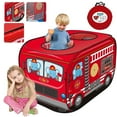 thumbnail image 1 of Pop Up Play Tent for Kids - Foldable Indoor & Outdoor Playhouse Vehicle Toys for Toddlers, Boys and Girls (Fire Truck), 1 of 9