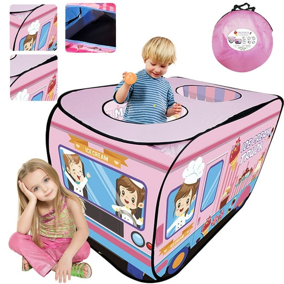 Pop Up Play Tent for Kids - Foldable Indoor & Outdoor Playhouse Vehicle Toys for Toddlers, Boys and Girls (Ice Cream)