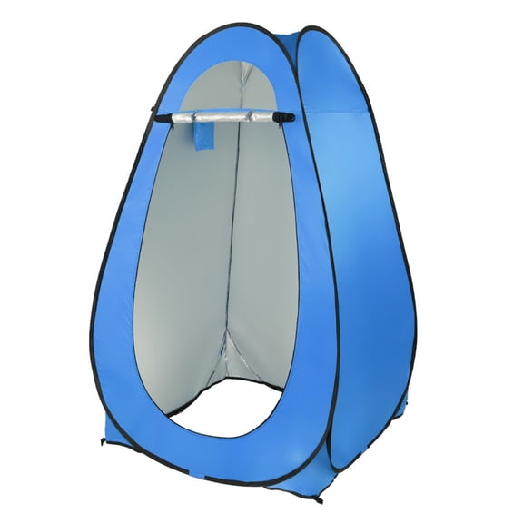 PopUp Portable Changing Tent, 12 Person Privacy Shower Toilet Dressing Tent, 180T SilverCoated Fabric with Steel Wire Frame, Blue, with Carry Bag & Metal Stakes