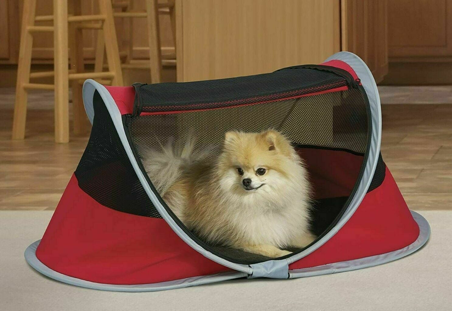 Portable Mesh Pop-Up Playpen for Pets with Carrying Case, Blue