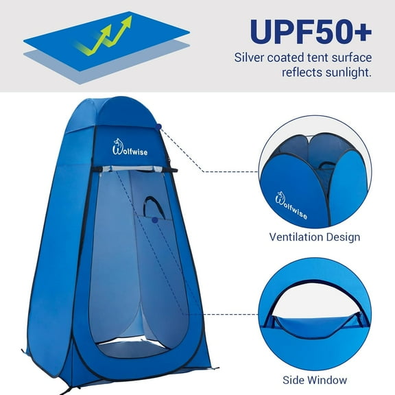 Pop Up Privacy Shower Tent - UPF 50+ & Water Repellent, 1 Person Portable Outdoor Sun Shelter for Camping, Hiking, and Travel