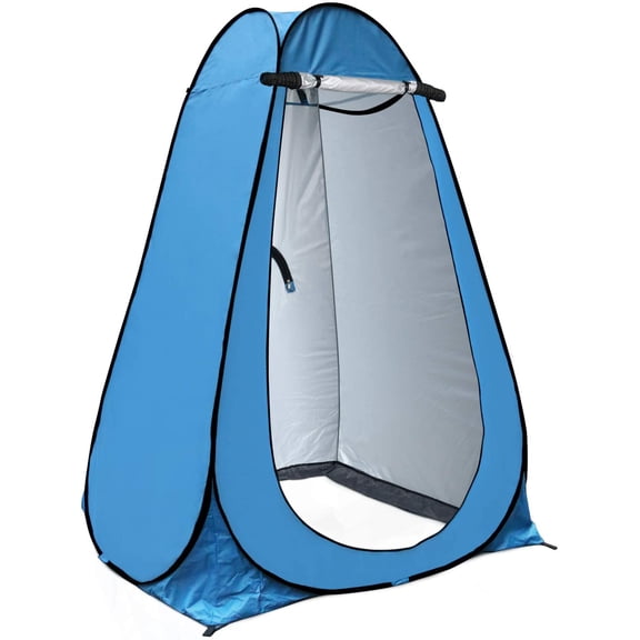 Pop Up Privacy Shower Tent Portable Outdoor Camping Bathroom Toilet Changing Room UPF40+ Waterproof Blue