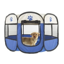 PETMAKER Pop-Up Dog Playpen and Cat Tent - Water-Resistant Enclosure (Blue)