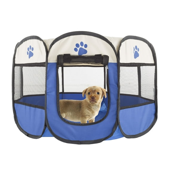 PETMAKER Pop-Up Dog Playpen and Cat Tent - Water-Resistant Enclosure (Blue)