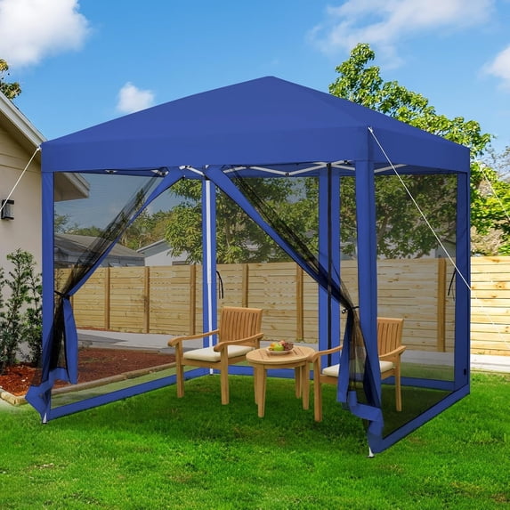 Pop-Up Screen Tent with Adjustable Height 4/6 Sided Removable Mosquito Net | Portable Outdoor Shelter for Camping, Backyard, Beach | Wheeled Carry Bag Included