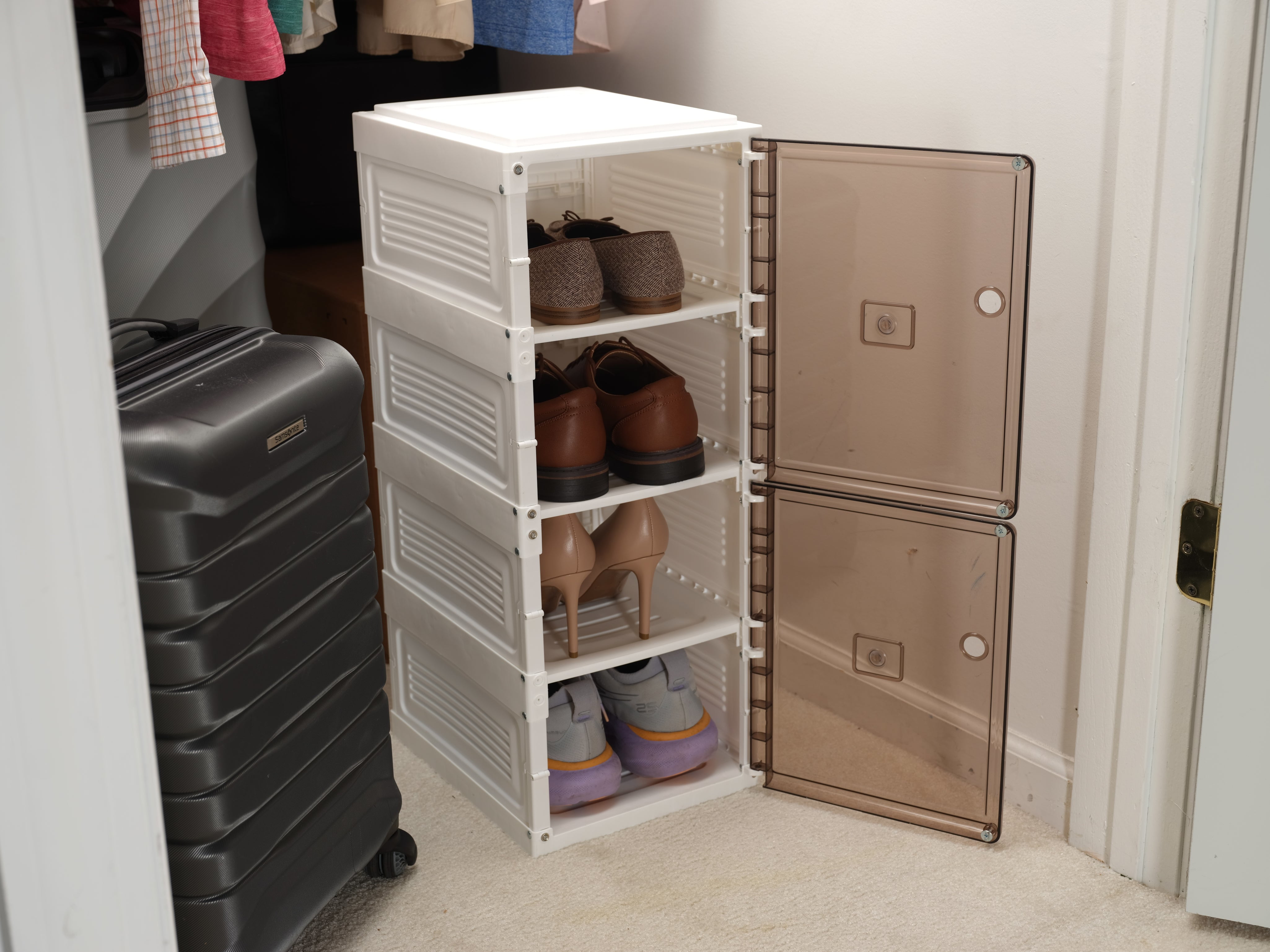Jokari Pop-Up Shoe Shelf - 4-Compartment Collapsible Stackable