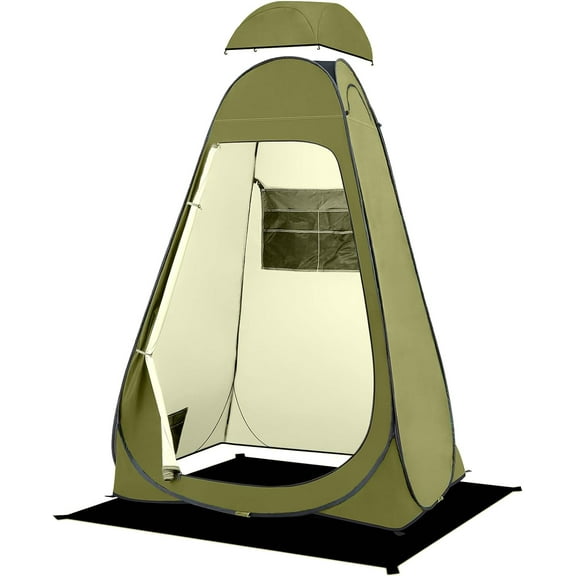 Pop Up Shower Tent, Portable Privacy Camping Changing Camp Toilet Bathroom Pod with Rain Shelter & Windows, UPF 50+ Waterproof, 47.2" x 74.8"