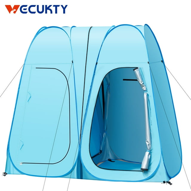 Pop Up Shower Tent, Vecukty 83x48x48inch Upgrade Double Privacy Tent, PortaPotty Tent,Blue