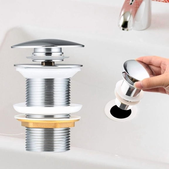 Pop Up Sink Plug Without Overflow Universal Copper Chrome Sink Drain Plug For Kitchens, Bath, Washbasin, Sink