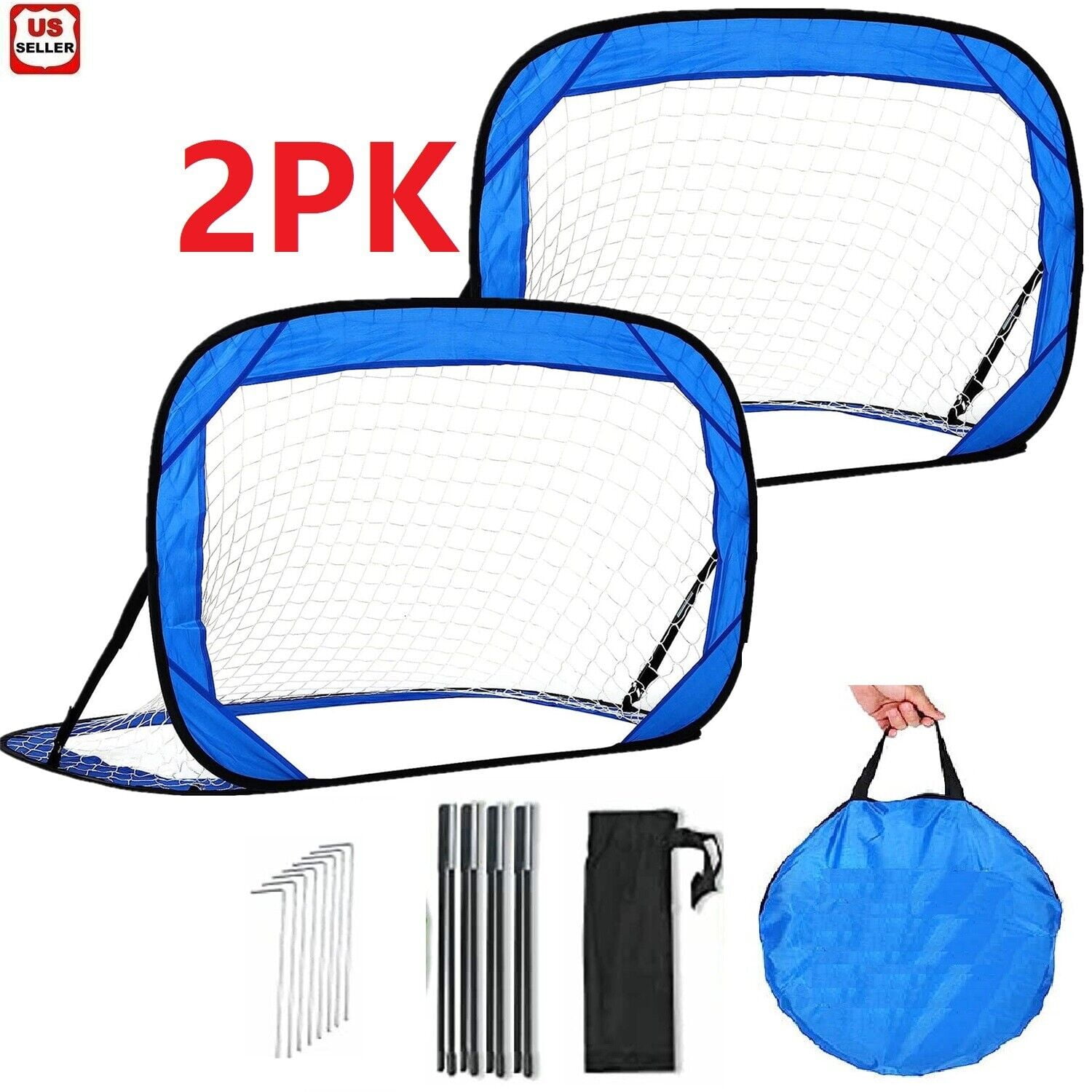 Pop Up Soccer Goals Set Soccer Ball Net Bag, Football Gates Indoor Outdoor Games