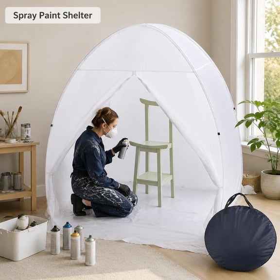 Pop-Up Spray Paint Tent, 60 X 60 X 70 In, Portable Paint Booth with Built-in Floor, Exhaust Window, Storage Bag