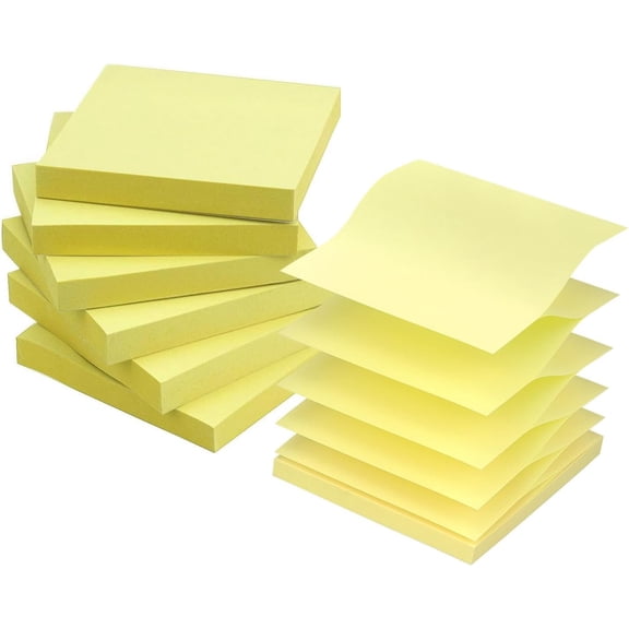 Pop Up Sticky Notes 3x3 Refills Self-Stick Notes 6 Pads, Yellow, 100 Sheets/Pad (Yellow)